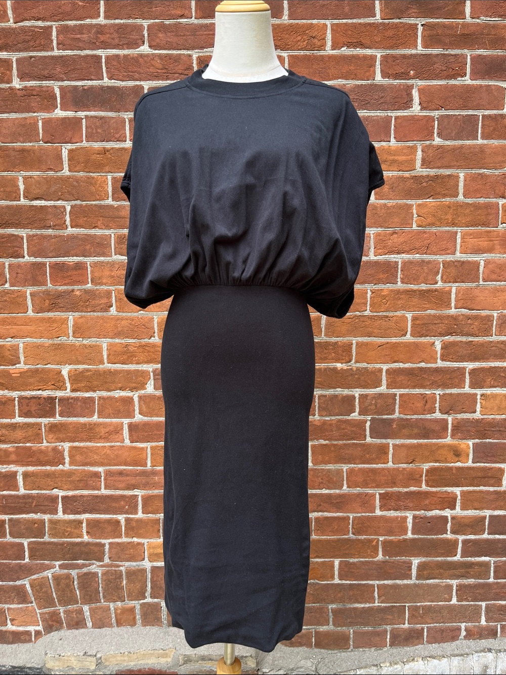 Rick Owens DRKSHDW Black Cinched-Waist Midi Dress